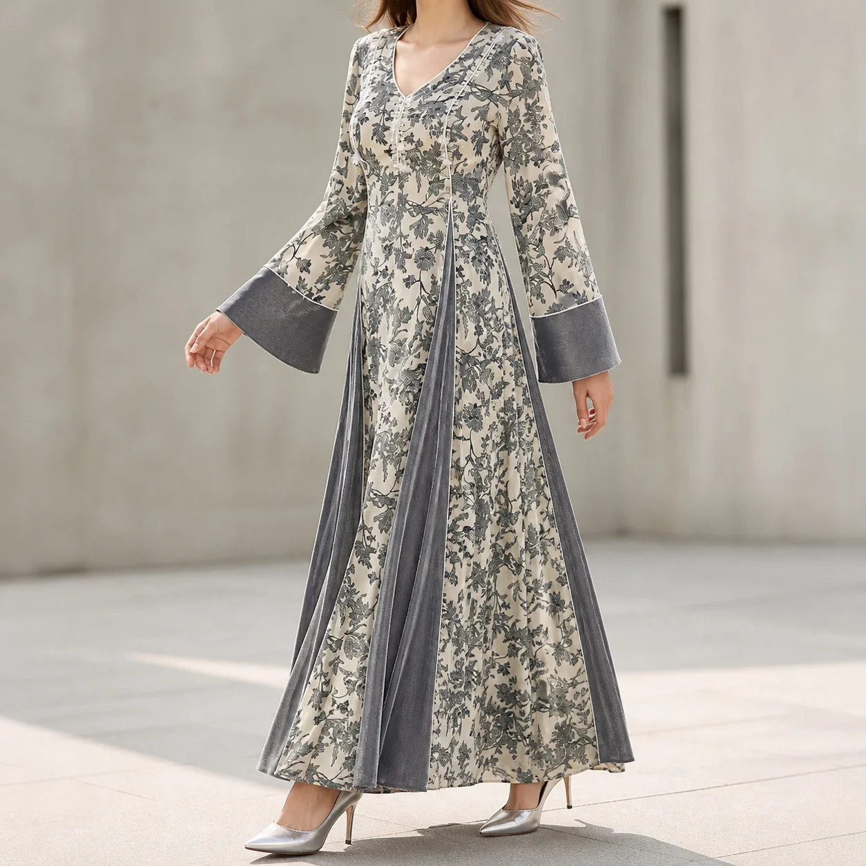 Women's Elegant V Neck Long Sleeve Satin Hand Beaded Dress for Wedding Guest Party Prom Wedding Party Guest Wedding And Elegant