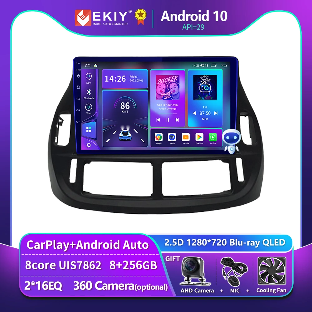 EKIY T900 8G 128G Blu-ray QLED Car Radio For Toyota Previa LHD/RHD 2003 - 2008 Multimedia Player Navigation GPS Android Stereo