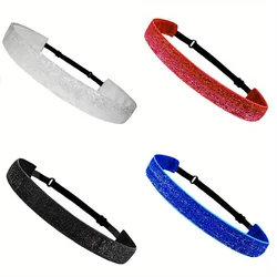 Solid Sparkly Glitter Hairband Non-Slip Velvet Elastic Headbands Women Girls Running Yoga Sports Stretchy Shiny Hair Accessories