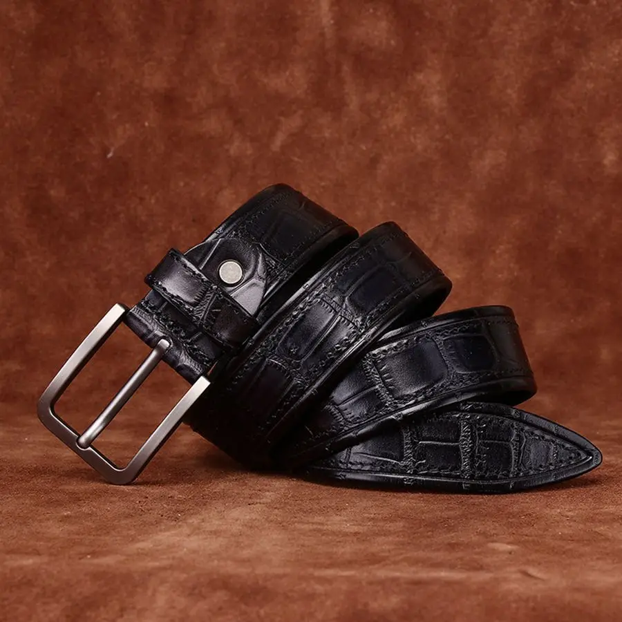 Thick Retro Cowboy Strap Male Cowskin Genuine Leather Belt Men Buckle Belt for Jeans Male Waistband Width:38mm