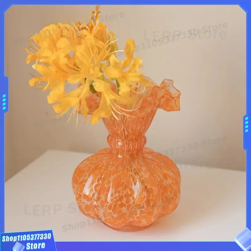 Fenton Medieval Style Retro Glazed Vase Orange French Living Room Entrance Soft Decoration Semi Light Luxury High Sense Home