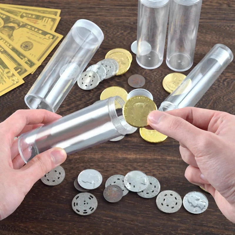 AIAI Coin Storage Tube, Plastic Coin Tube, Commemorative Coin Protection Tube, Whole Roll Loose Coin Tube (30 Pieces)