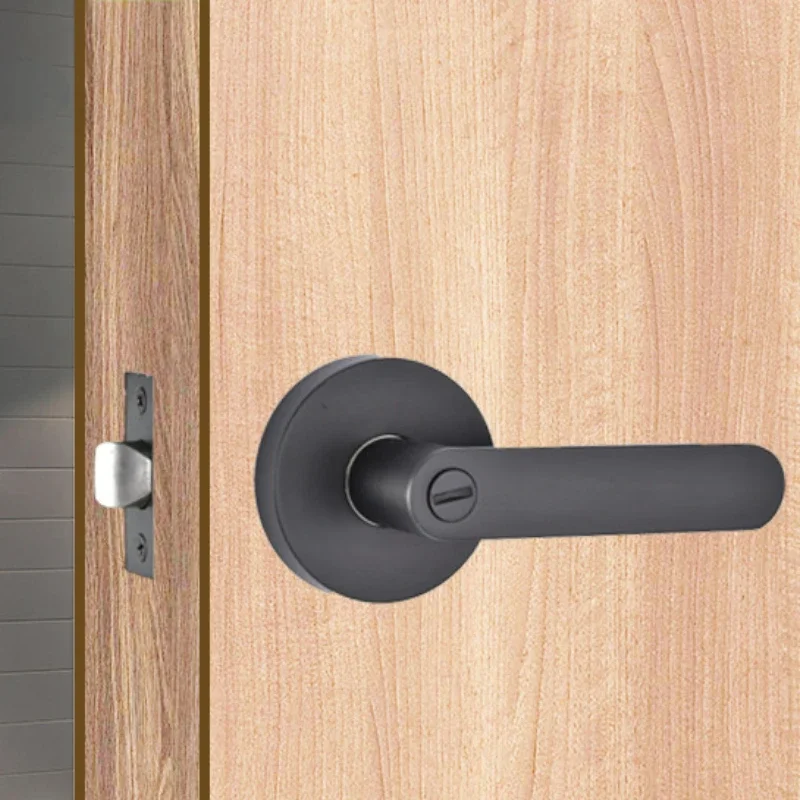 Black Door Handle Door Lock Three-Bar Spherical Square Channel Privacy Mask Interior For Bedroom Room Bathroom