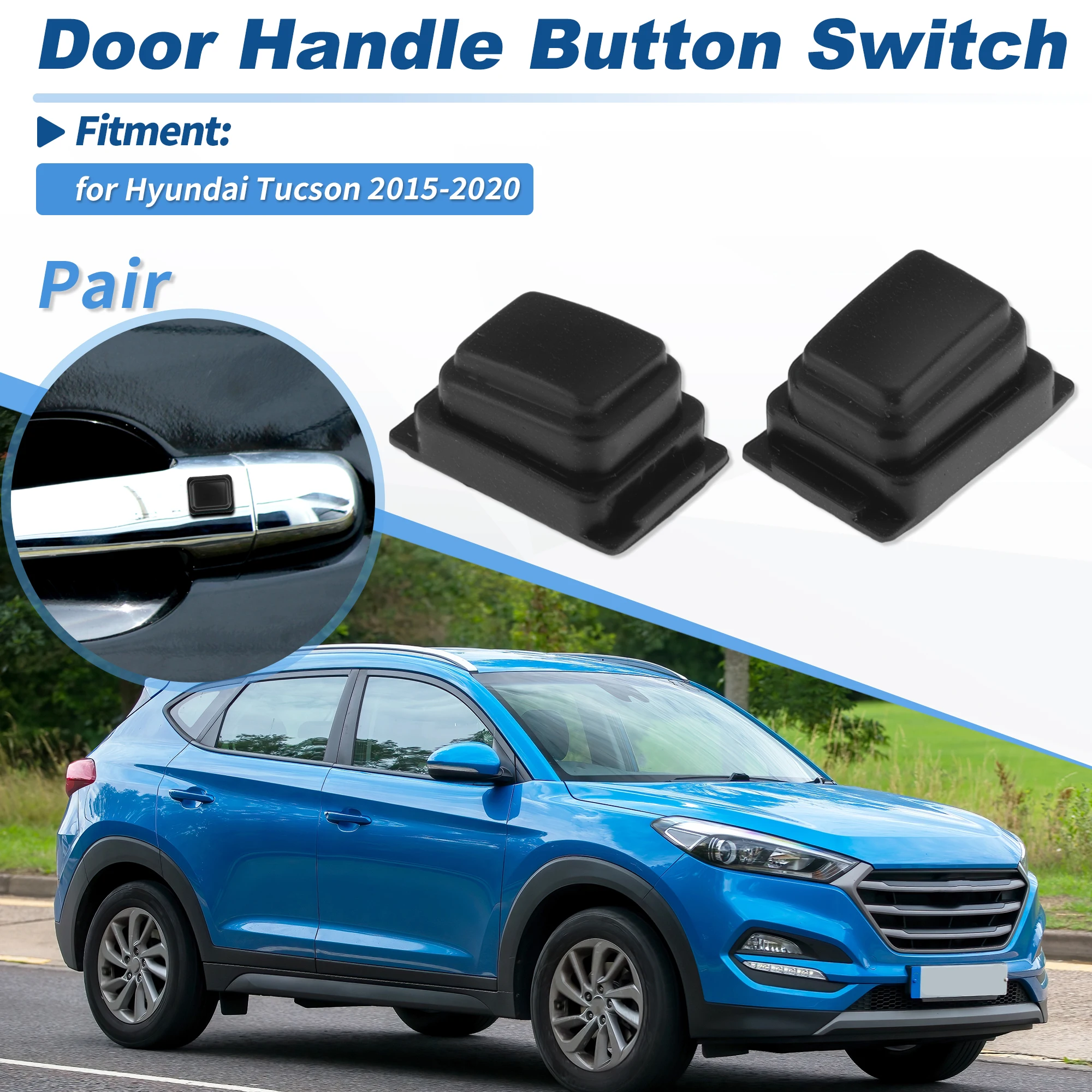 Uxcell 1 Pair Exterior Door Handle Buckle Induction Button For Hyundai Tucson 2015 2016 2017 2018 2019 2020 Door Button Switch