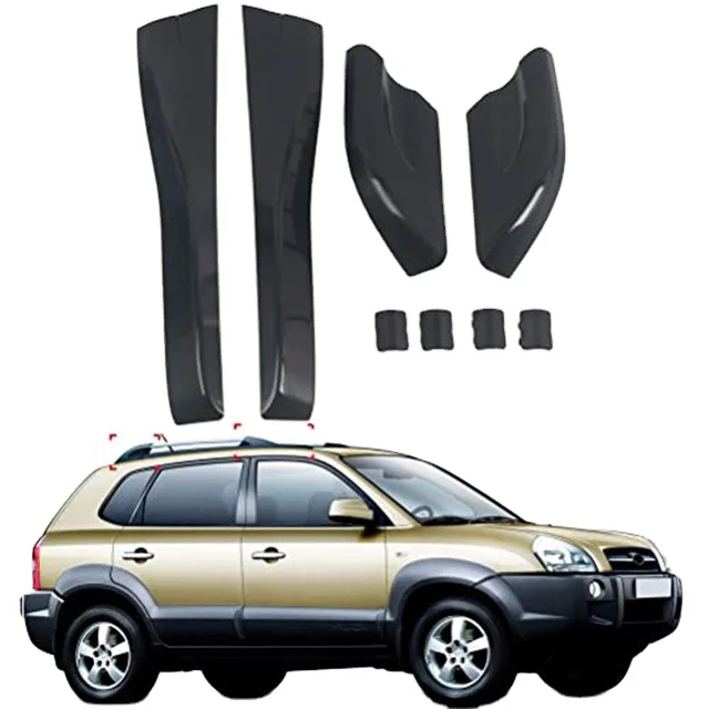 Black SUV Roof Rails Rack Leg Cover End  Protector Cover for Hyundai Tucson 2004 2005 2006 2007 2008