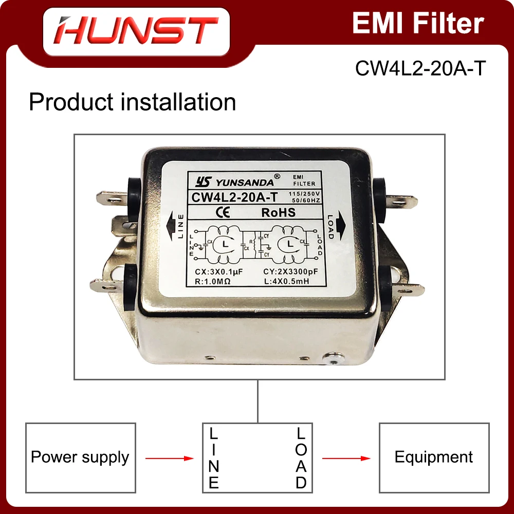 Imagem -06 - Filtro Emi Hunst para Corte a Laser Máquina de Gravação Máquina de Marcação Cw4l220a-t Monofásico ac 115v 250v 20a 50hz 60hz