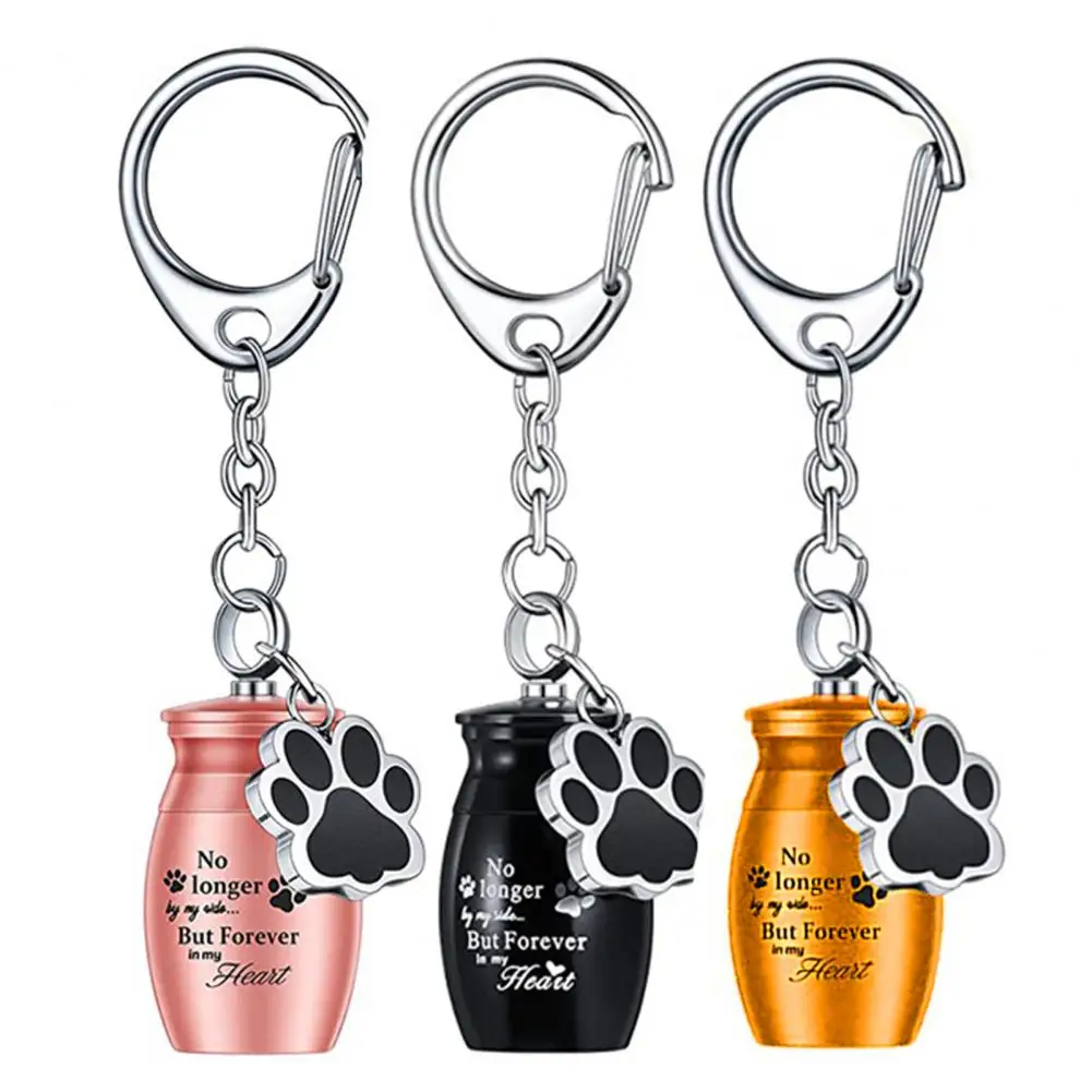 

Pet Urn Keychain Alloy Waterproof Cat Cremation Ash Jar Mini Dog Finger Storage Bottle with Puppy Paw Pendant Pet Souvenir