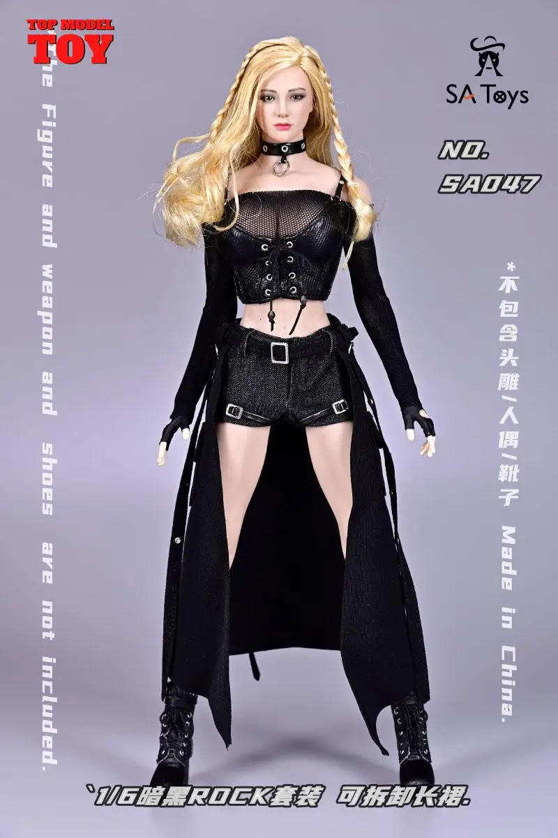 SA Toys SA047 1/6 スケール黒ゴシックスタイルドレス取り外し可能なロングスカート服モデルフィット 12 ''女性兵士アクションフィギュアボディ