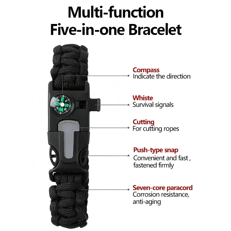 Picture 6: New Outdoor Multi-function Paracord Survival Bracelet Igniter Lighter Camping Adventure Emergency Rescue Survival Rope Bracelet