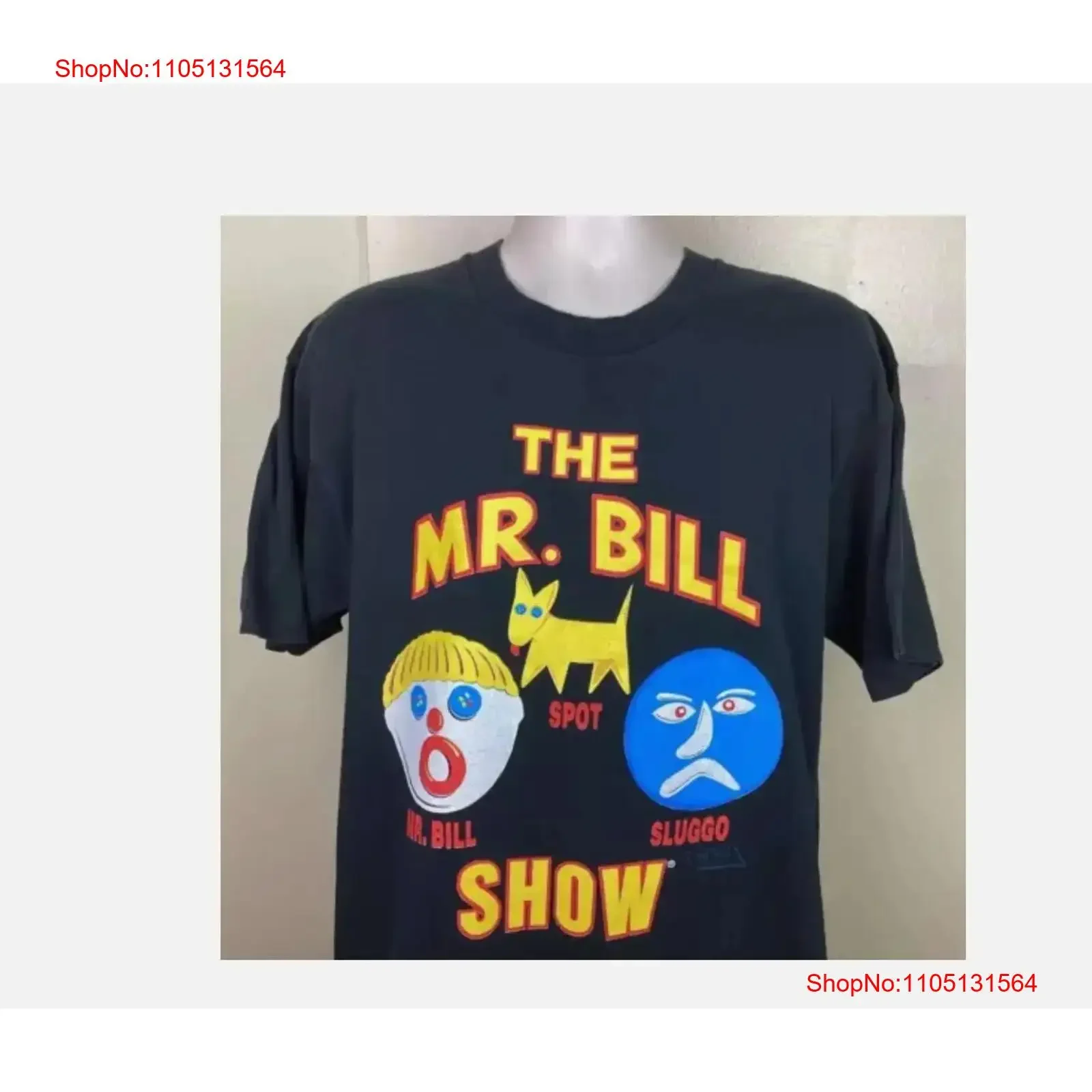 

1992 The Mr Bill Show T Shirt Black XL 90s Sluggo Saturday Night Live vintage Washed homme Comfortable designer clothes