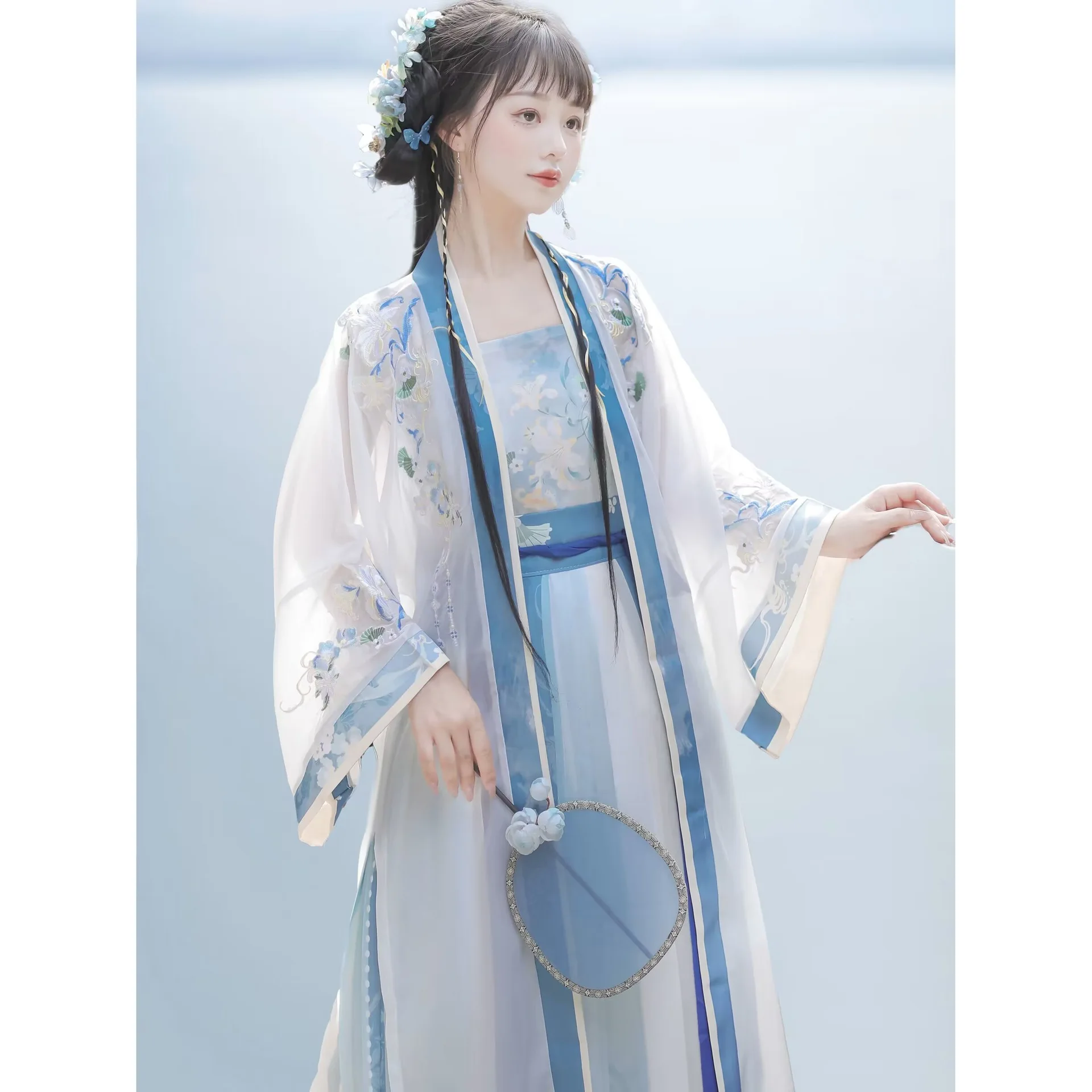 YF32 Fashion Elegance Hanfu For Women Embroidery Temperament Ancient Costume Female Dance Clothes