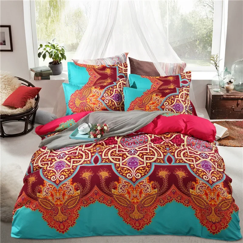 Hongbo Bohemian Style Floral Printing Twin/Queen/King Boho Mandala Bedding Set 4pcs Duvet Cover Set Bed linen Bed Sheet