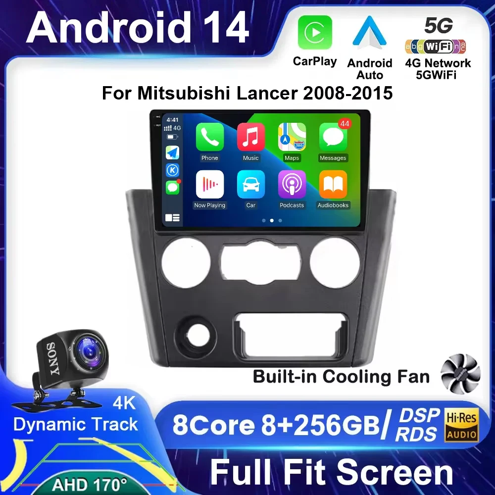 

9" Android 14 Car Radio For Mitsubishi Lancer 2008 2009 2010 2011 2012 2013 2014 2015 Carplay Multimidia Video Player Navigation