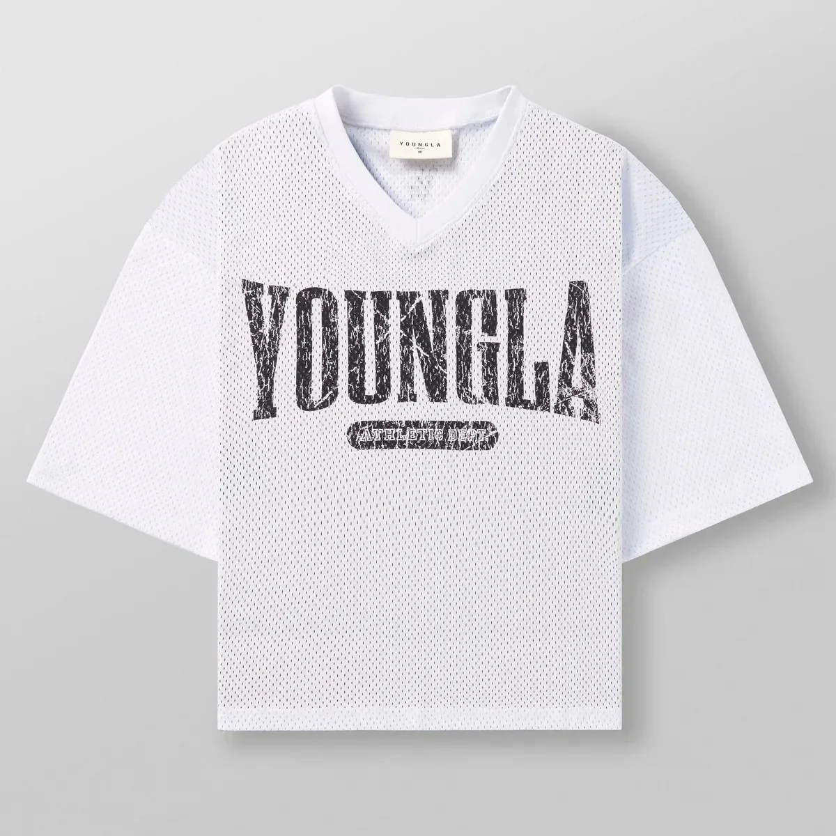 YOUNGLA American fashion brand oversized T-shirt Men\'s sports fitness quick drying breathable large mesh printed T-shirt