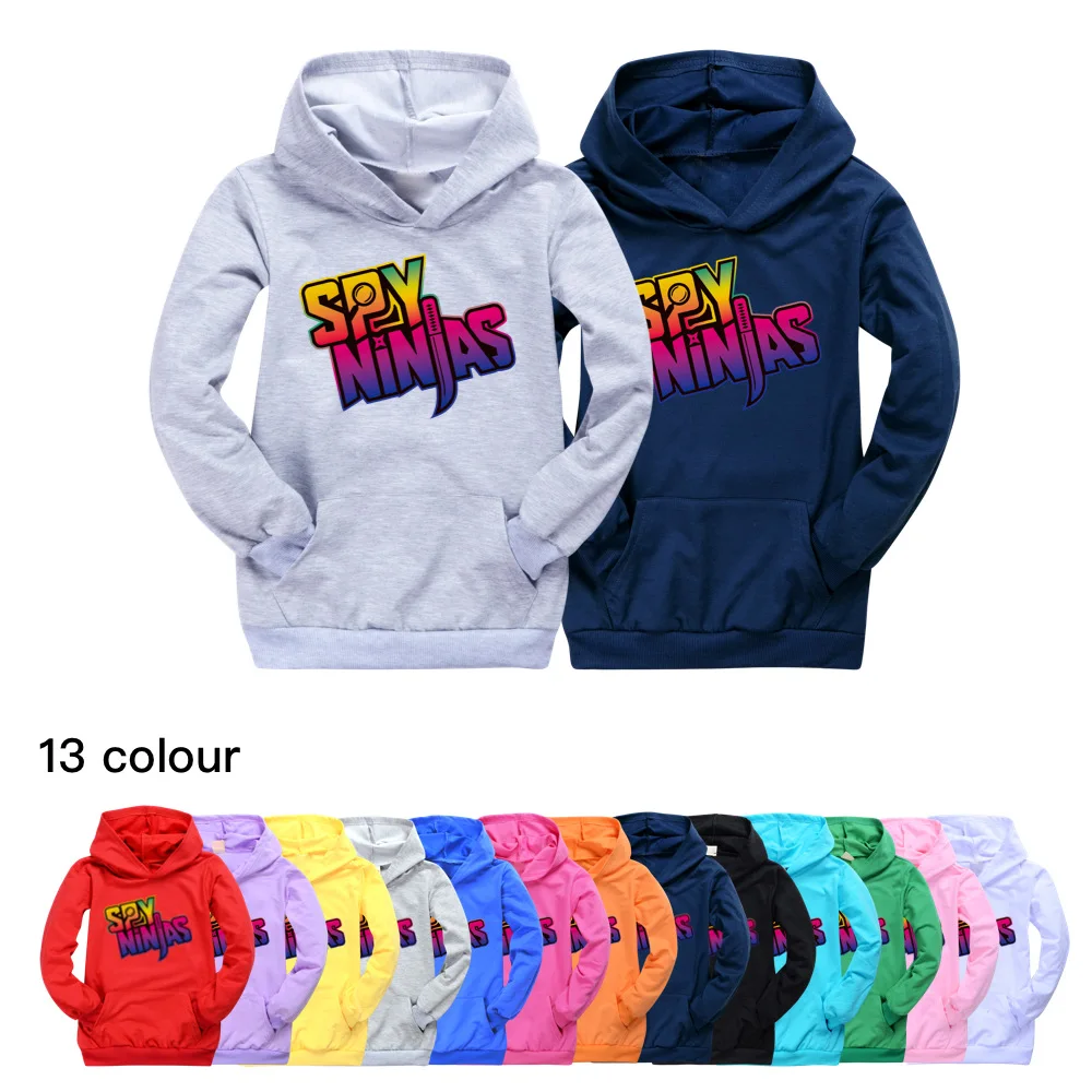 SPY NINJAS  Gaming Baby Boys Clothes Kids Cartoon Character Costume Spring Autumn Girls Tops Pocket Hoodies Toddler Sweatshirts