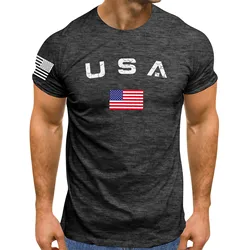 Men's t-shirts Men's Independence Day Flag Print Spring/summer Leisure Sports USA Independence Day 4 Of July Flag Top