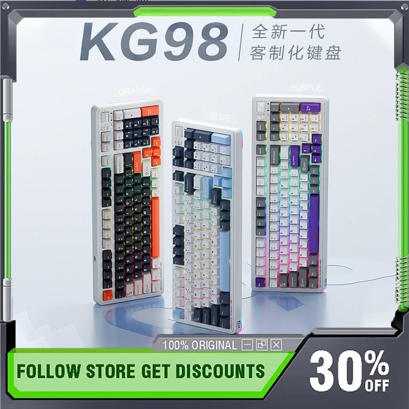 

KG98 Wireless Mechanical Keyboard Three Mode RGB Long Life HIFI Customized Gasket Hot Swap Bluetooth E-sports Gaming Keyboard
