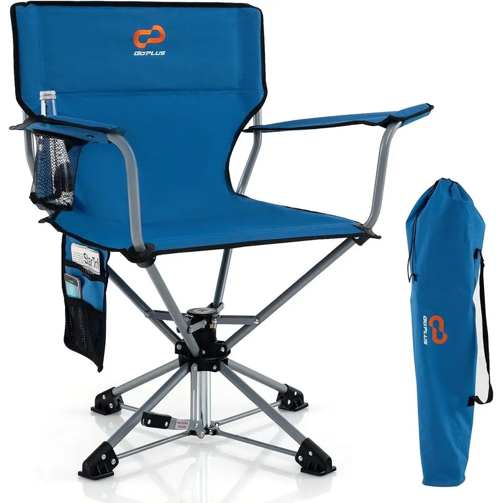 

360 Degree Swivel Folding Hunting Chair With Cup Holder Carry Bag Portable Outdoor Chair For Fishing Picnic Beach Lawn Camping