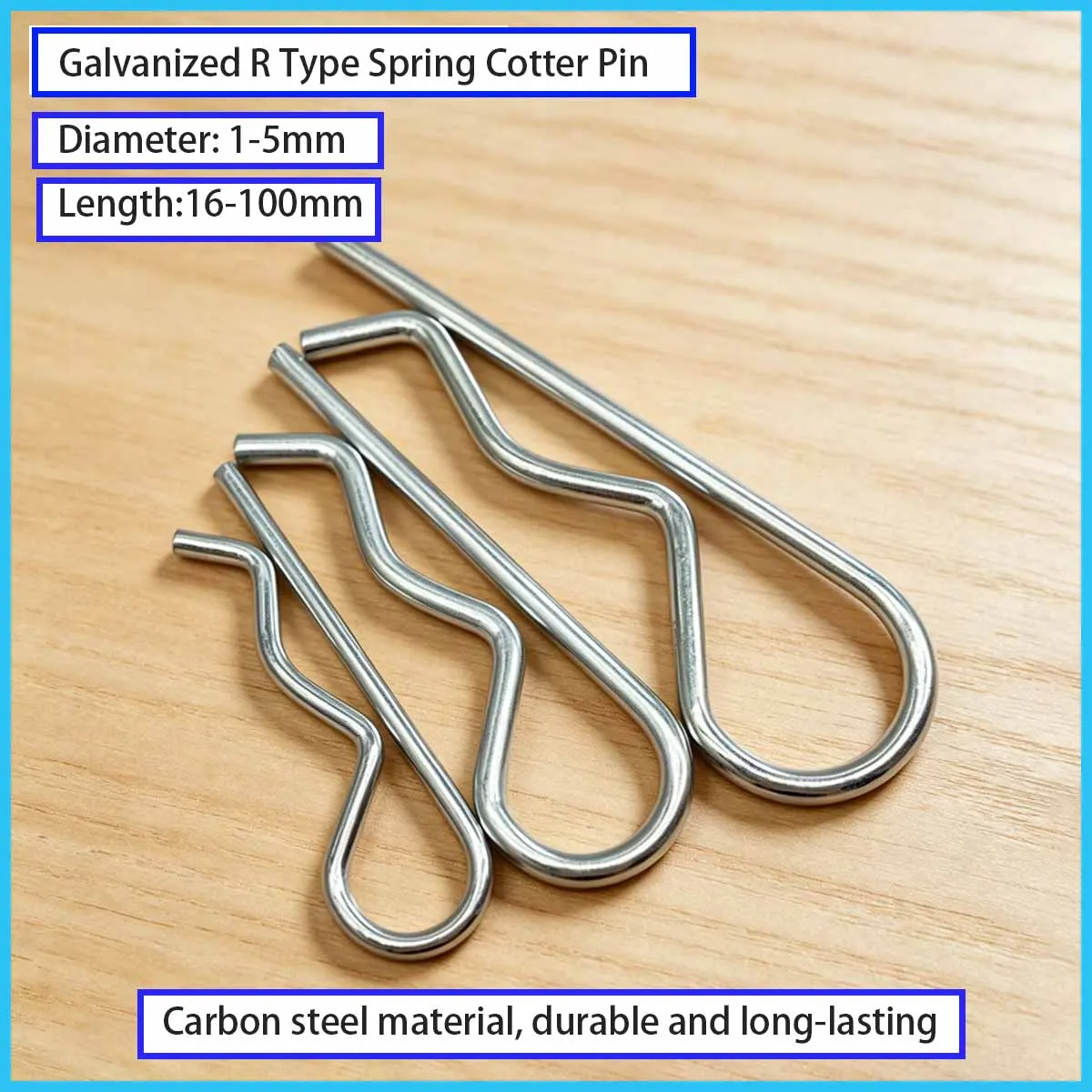 100PCS Galvanized R Type Spring Cotter Pin Wave Shape Split Clip Clamp Hair Tractor Pin for Car M1 M1.2 M1.6 M1.8- M4 M5