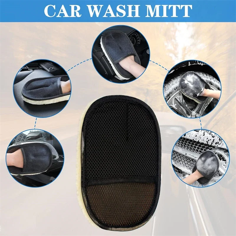 1/10Pcs Car Cleaning Sponge Glove Car Polishing Washing Mitt Gloves Microfibre Wash For Automotive Kitchen Homes Cleaner Wool