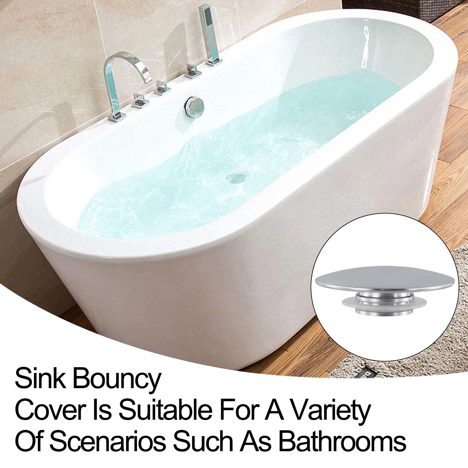 66mm Basin Waste Sink-Plug M8 Thread Basin Waste -Up Sink Cap Click Clack Push Button For Kitchen Bathroom Basins Bathtubs - view 3
