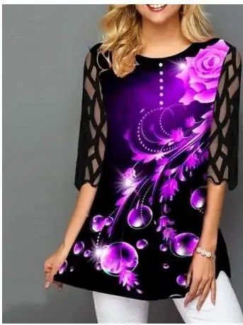 

Женская футболка Street Sle Slim Fit с принтом, круглый повседневный топ на пуговицах Or Sve для молодых женщин летом