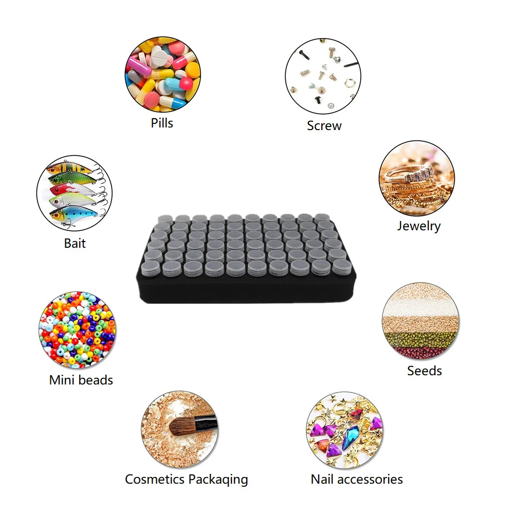 30/60 Round Bottles Storage Box 5D Diamond Painting Accessories Tools Container Bag Carry Case Embroidery Mosaic