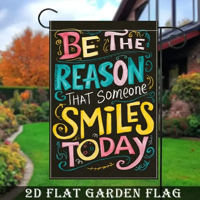 12x18 In Double-Sided Linen Garden Flag, Be The Reason Someone Smiles Theme, Colorful Lines On Black Background, For Holiday Decor, Flag Stand Not Included