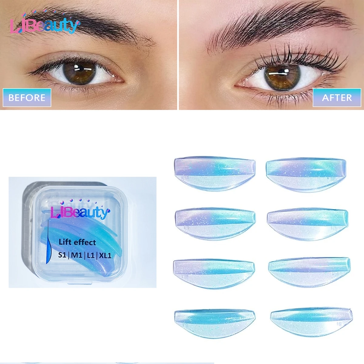 Libeauty 4 Pairs C Curl Silicone Eyelash Perm Pads Sticky Lash Lift Pads Lifting 3D Eyelash Curler Accessories Makeup Tools