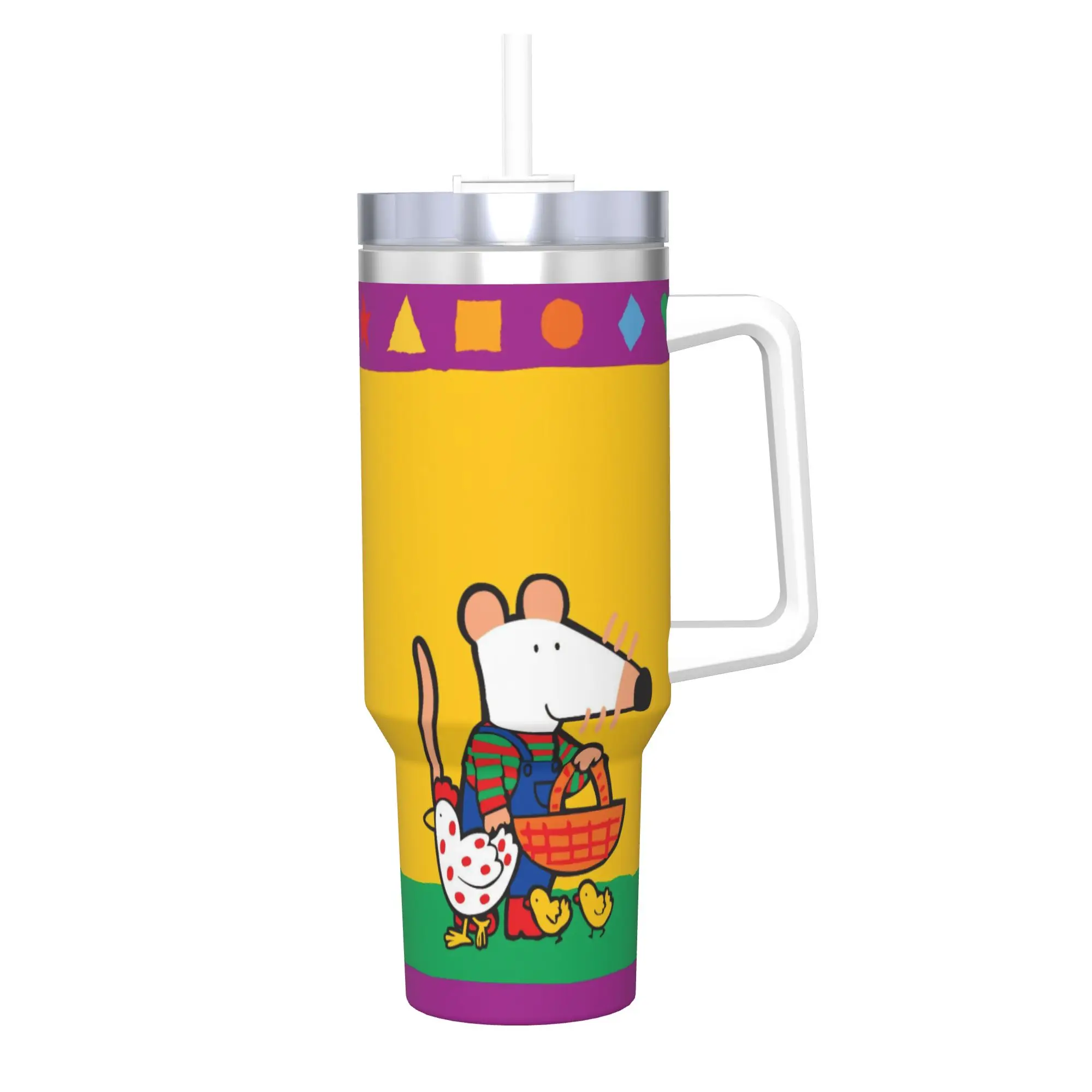 Maisy Mouse Tumbler With Straw  Stainless Steel Mugs Cup Double Wall Vacuum Insulated for Cold Or Hot 40oz
