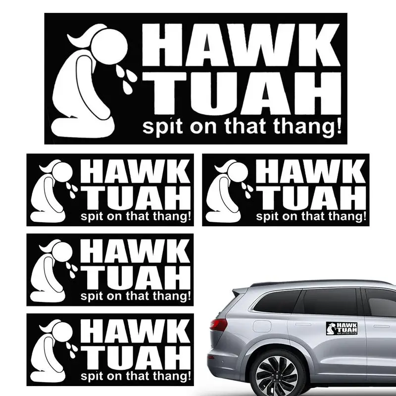 5pcs Hawk Tuah Spit On That Thang Decals Funny Viral Girl Meme Vinyl Stickers for Cars Trucks Box Laptop Waterproof Car Stickers