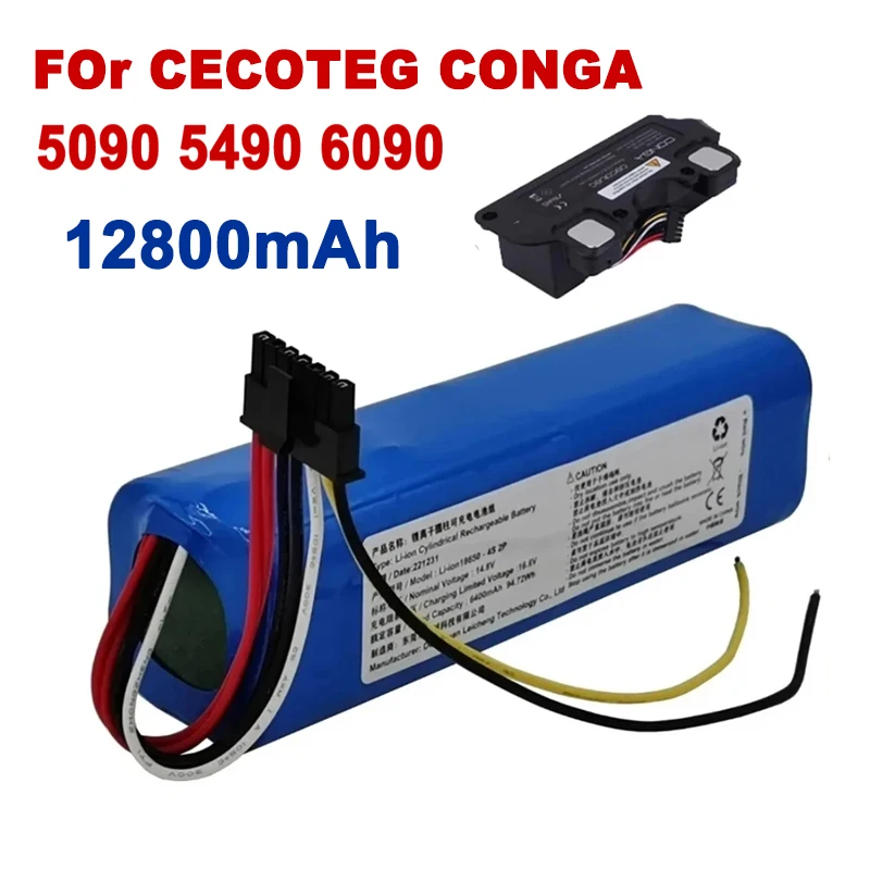 12800mAh Replacement Battery For CECOTEC CONGA 5090 5490 6090 7090 Robot Vacuum Cleaner Accessories Spare Parts Tool