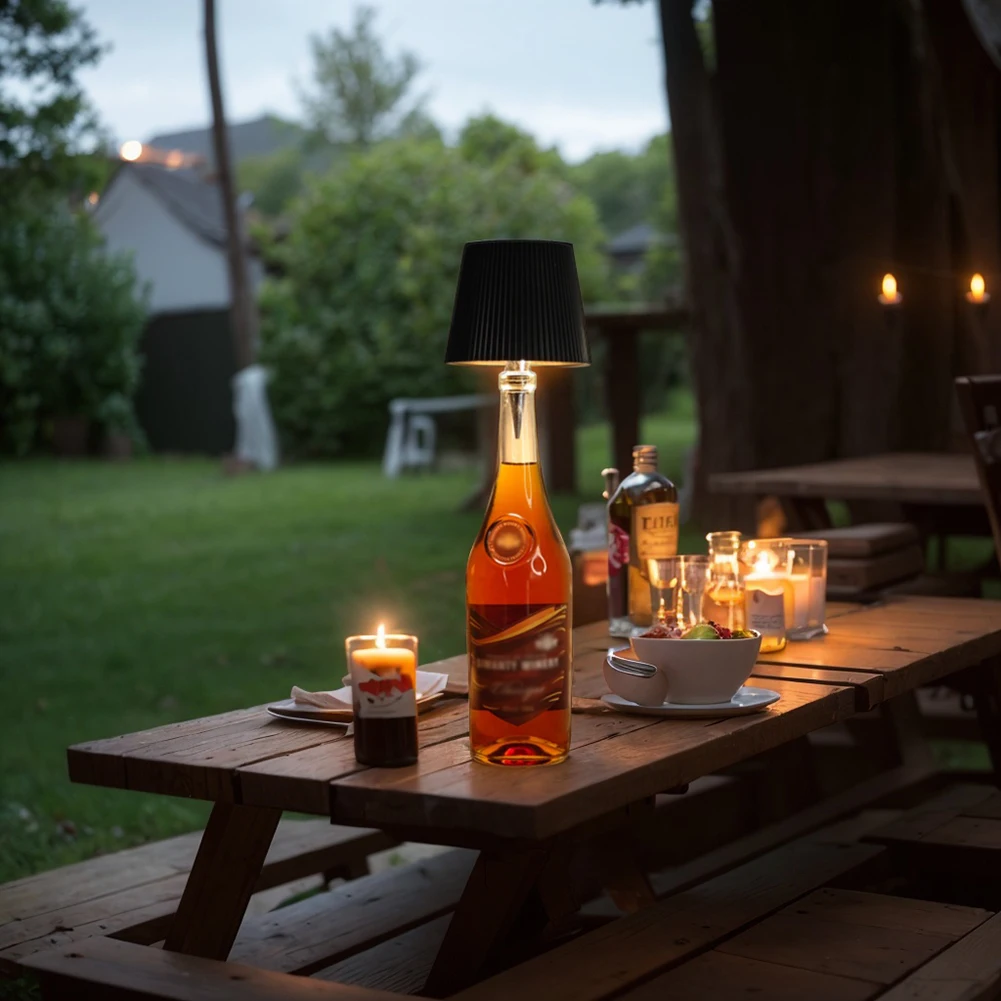 مصباح زجاجة لاسلكي 3 ألوان + RGB LED الجدول مصباح زجاجة النبيذ القابلة لإعادة الشحن التحكم باللمس مكتب LED مصباح للحانات المطاعم #1