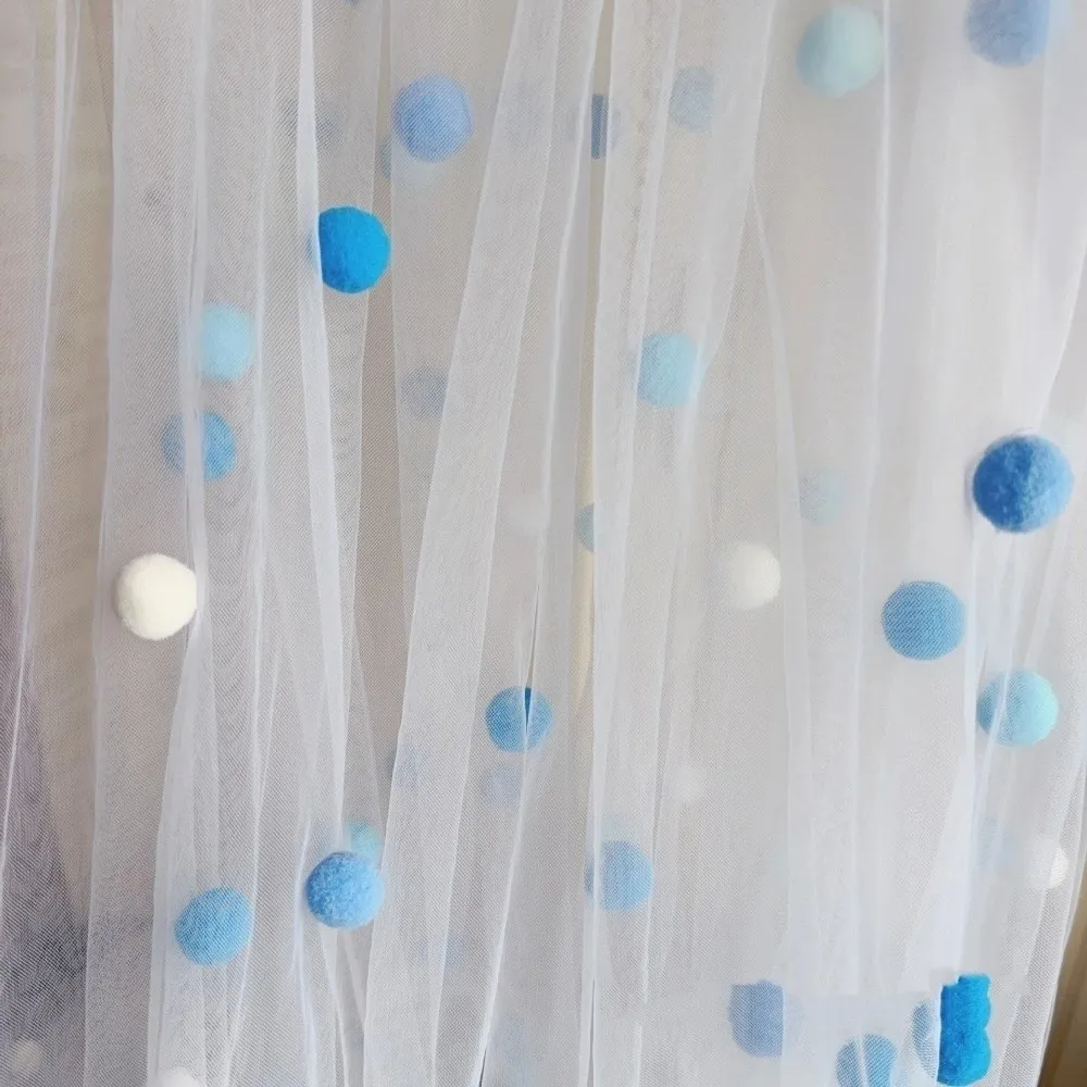 Table Flag 3D Pom-Poms Tablecloth Romantic Handmade Tulle Table Runner Decorative Colorful Table Cover Room Decor