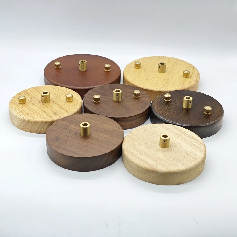 10cm Solid Wood Walnut Color Small Chandelier Ceiling Plate Brass Nuts Screws Chassis Dining Room Bedside Nordic Style Lamp Base