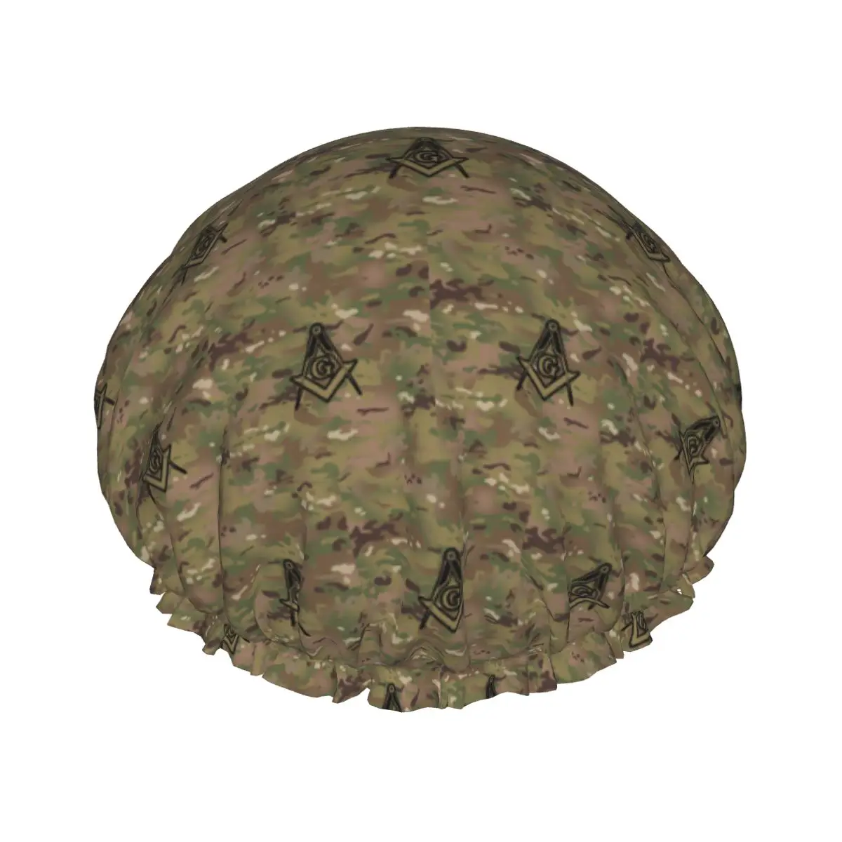 Military Square Compass Shower Cap Women Waterproof Double Layer Masonic Freemason Bath Caps for Long Hair