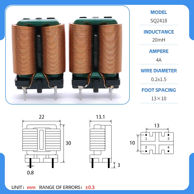 SQ2418/2820/3324 Voedingsfilter platte lijn common mode spoel