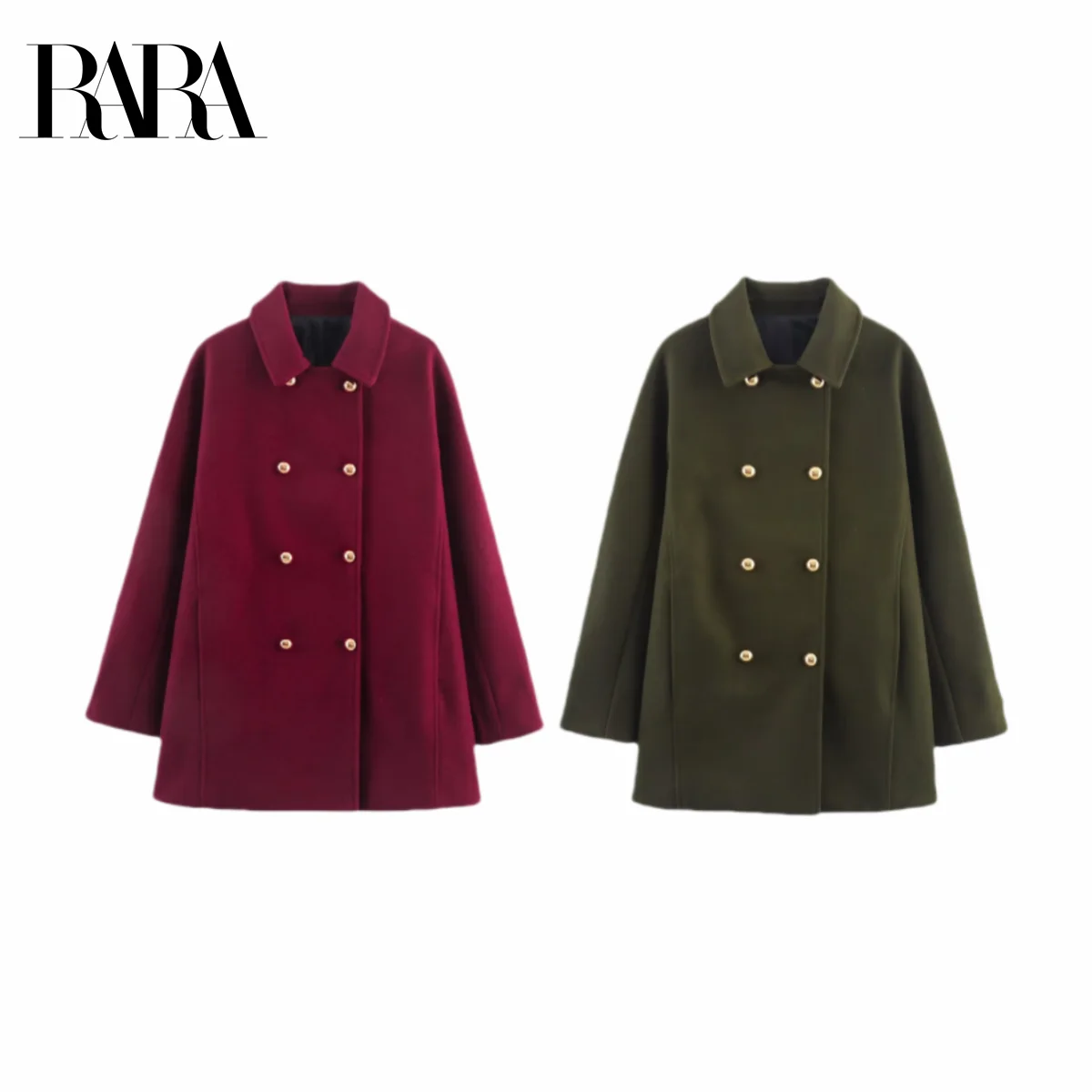 

RARA2025 осеннее новое женское повседневное простое модное универсальное свободное двубортное дизайнерское пальто с лацканами и длинными рукавами