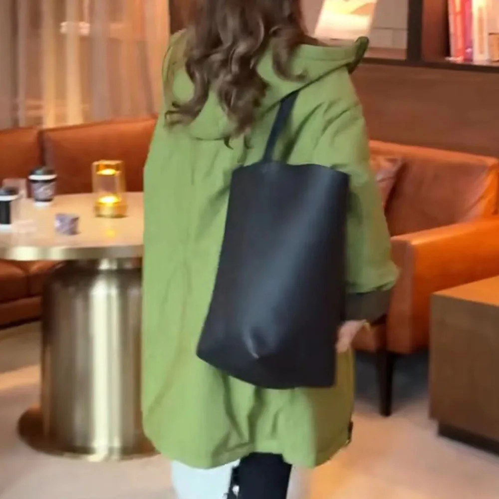 Oversized Women Winter Puffer Coat Contrast Hood & Cuff Design Mid‑Long Baggy Warm Quilted Outerwear Fall Winter Daily Commute