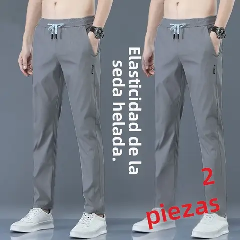 Nuevos Plones Deportivos de Trabajo de Pierna Recta Hoados de Secado Rápido de Seda de Hielo Casual para Hombre 2025 Mo...