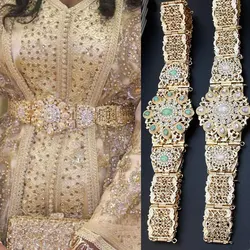 Sunspicems Crystal Moroccan Belt For Women Gold Silver Color Arabic Bridal Wedding Jewelry Algeria Dress Waist Chain Adjustable