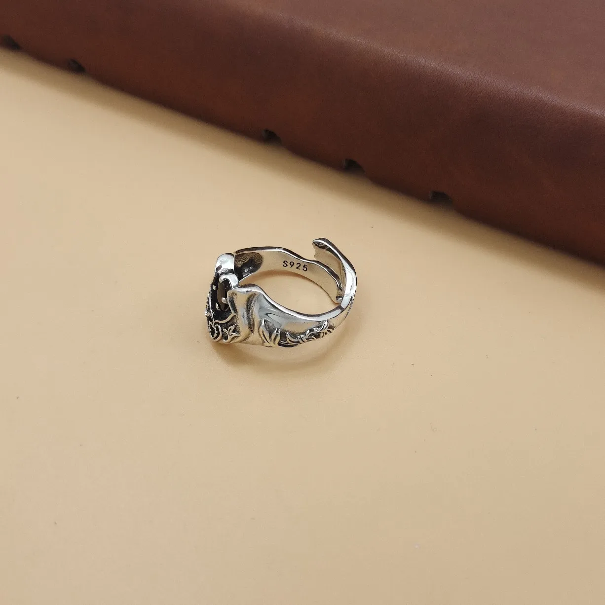 Silver 925 European and American retro personality rock trendsetter temperament female ring hip hop ins fashion punk men's ring