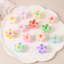 4cm Candy Color Small Flower Hair Claw Gradient Color Acrylic Material Hair Clip Non-slip Shark Clip Ponytail Hairpin For Girls