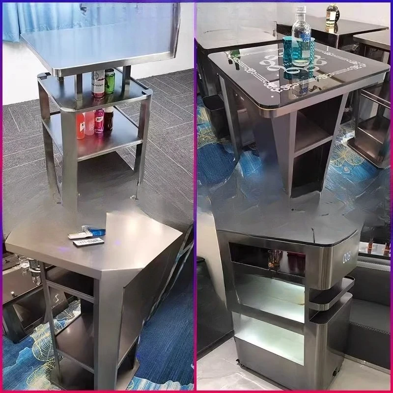 Table and chair combination retro simple high table stainless steel high bar loose table