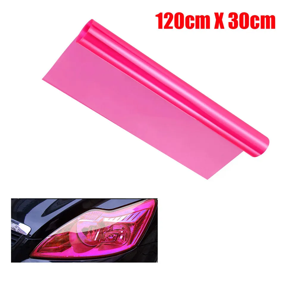 Car Headlight Tint Film 30x120cm Pink Self Adhesive Stretchable Tail Fog Light Protective Vinyl Headlight Tint