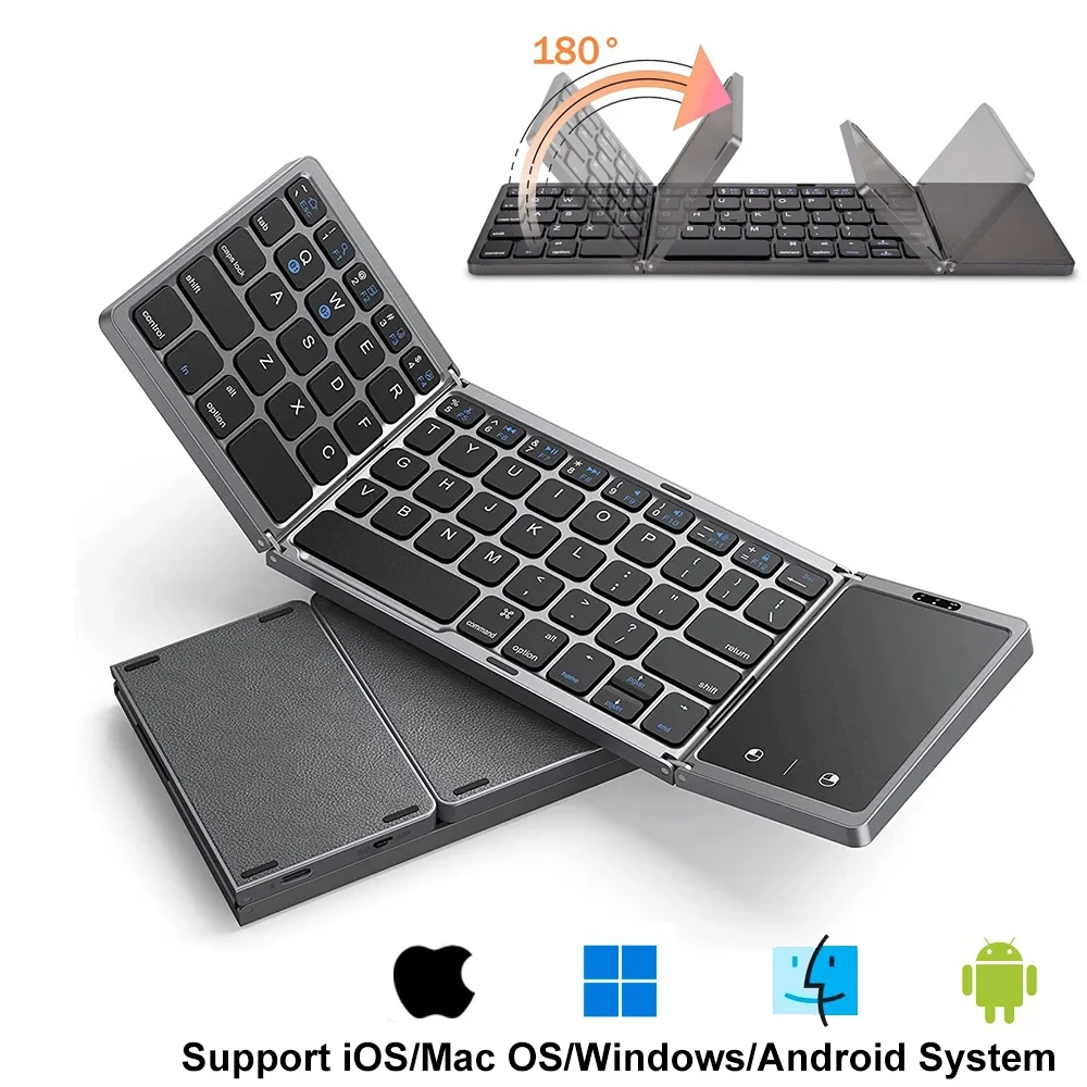 Wireless Folding Keyboard Bluetooth Keyboard With Touchpad For Windows Android IOS Mac OS Multi-Function Button Numeric Keypad