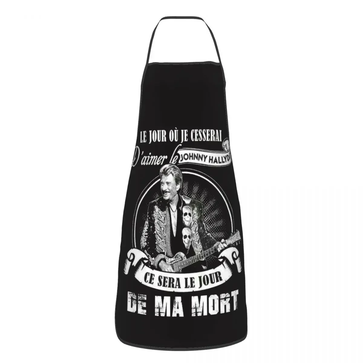 

Unisex Johnny Hallyday French Singer Kitchen Chef Cooking Baking Apron Women Men Heavy Metal Rock Tablier Cuisine for Painting