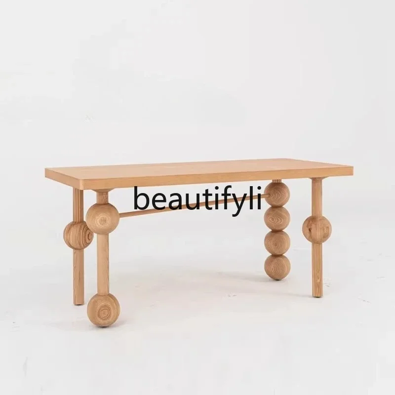 

z1xMedieval style solid wood coffee table, home designer creative special-shaped homestay wabi sabi log color long tea table