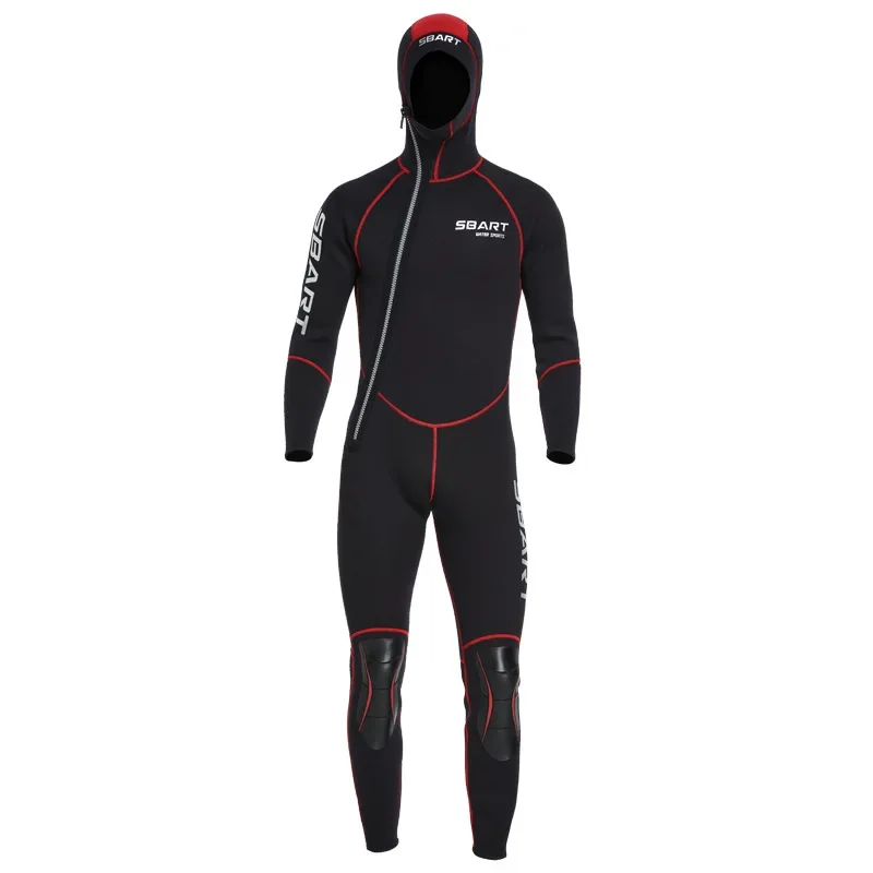 SBART 3MM SCR Neoprene Long Sleeve Fullbody Wetsuit Men Hooded Keep Warm Swimming Scuba Diving Bathing Suit Triathlon Wetsuit