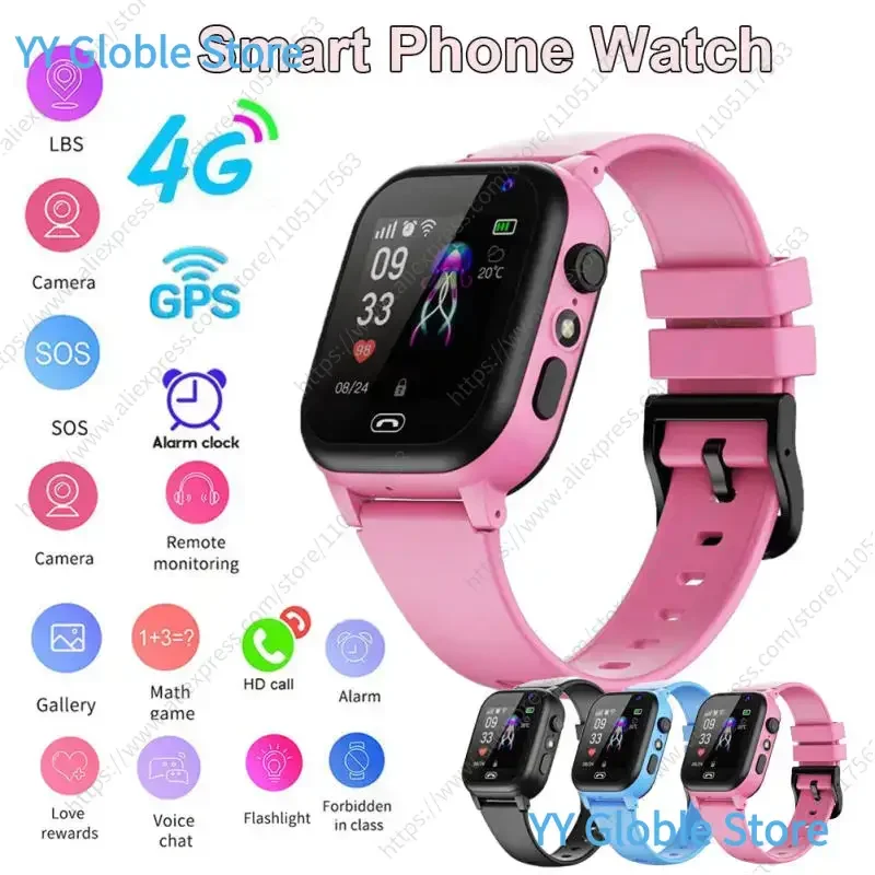 Reloj Inteligente 4G para Niños con Rastreador GPS: Resistente al Agua, Llamadas SOS, Cámara, Localización, Reloj Digital Deportivo Multifuncional para Niños, Regalo